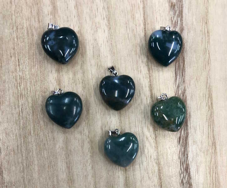 Colgante Corazón Ágata Musgo 2 cm